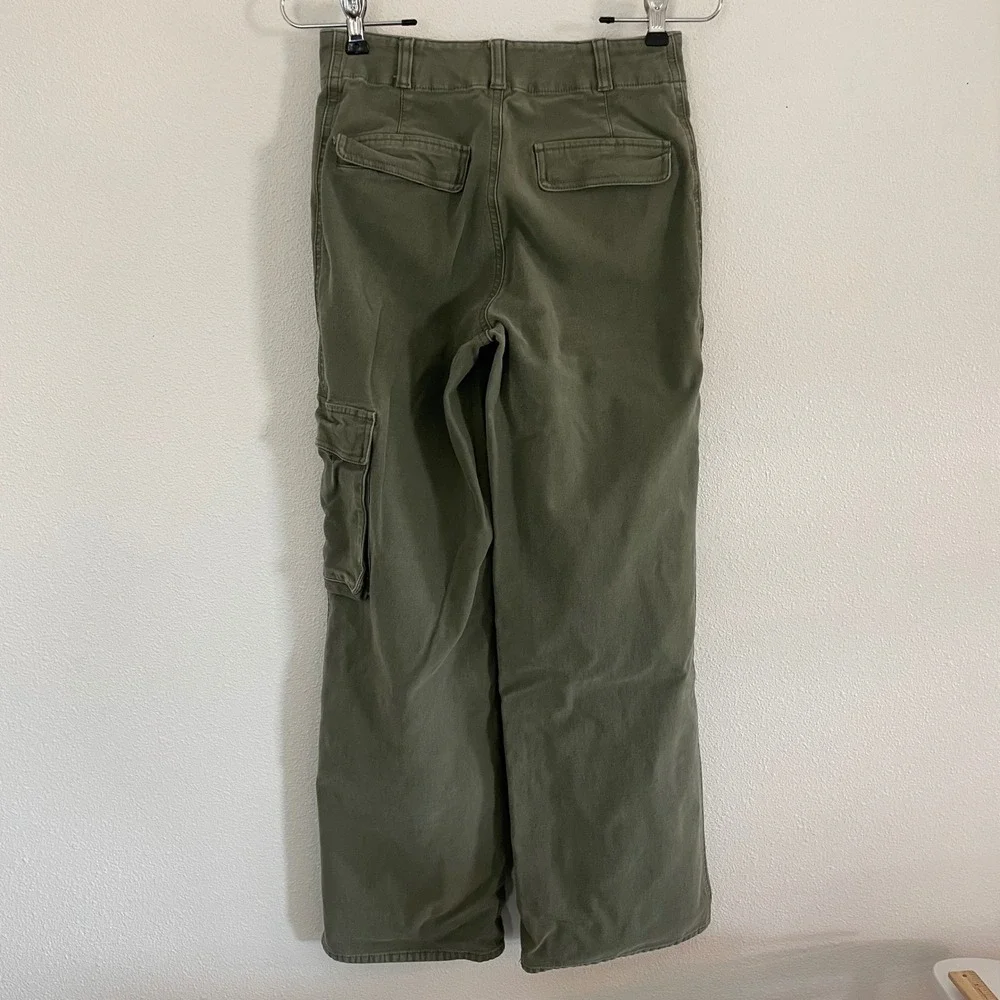 TNA Aritzia Picture Cargo Pant Olive Green High Rise Wide Leg Indie Y2K Size 0 - Picture 8 of 16
